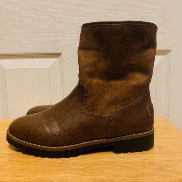 Preowned: NAUTICA BOSUN 2 Women 8.5 Low Lug Faux Leather/Suede Boots Brown - NWT - Picture 2 of 9